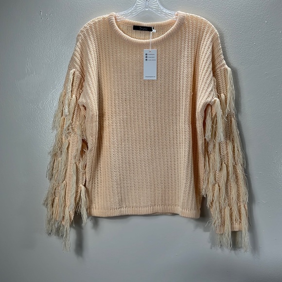 Simplee peach sweater long sleeves boho women’s size M/L - Picture 1 of 8